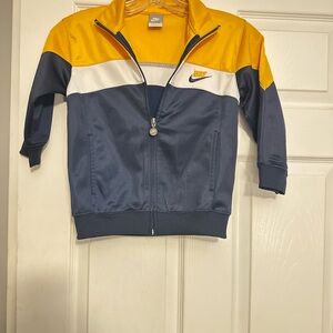 Nike Blue and Yellow Zip-Up Jacket fleece lining. Size boys 5.